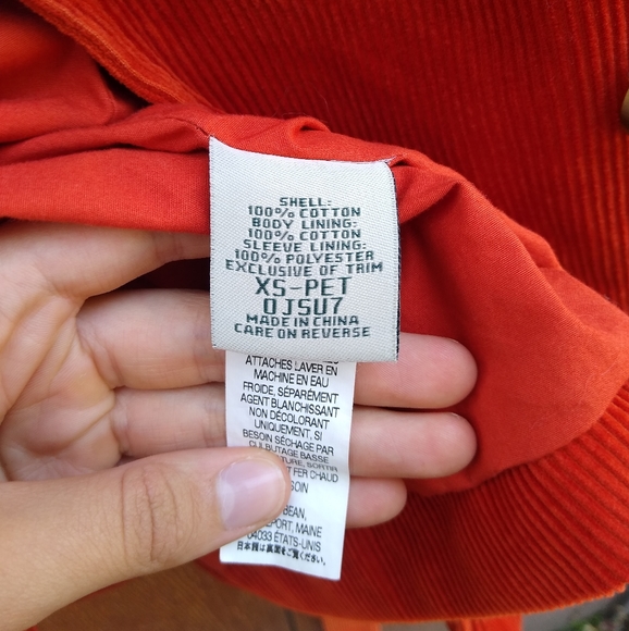 L.L. Bean Burnt Orange Corduroy Belted Trench Coat Pea Coat Size XS Petite - Picture 4 of 15